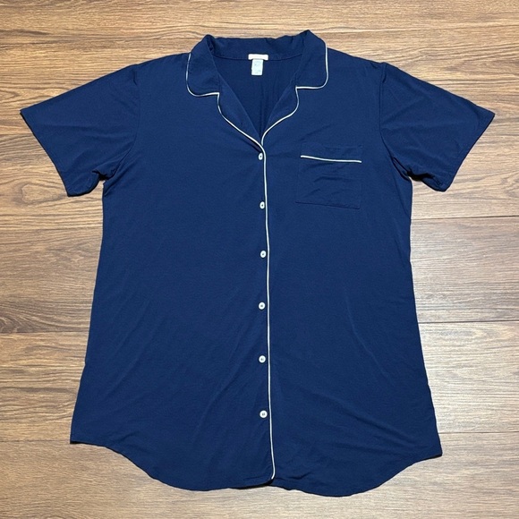 Eberjey Navy Blue Short Sleeve Sleep Shirt Size: XL - Picture 1 of 5
